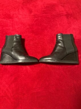 Aquatalia Black Wedge Chelsea Ankle Boots